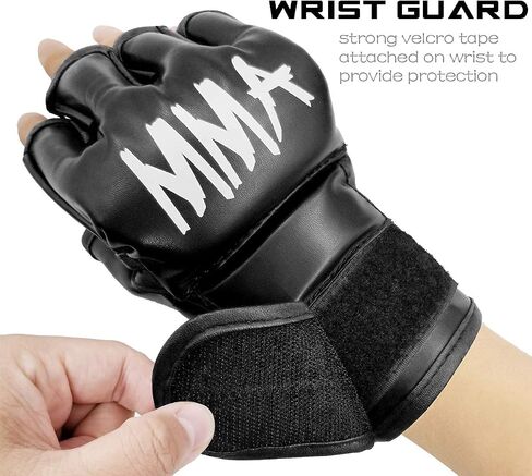 MMA Gloves for Kids Punching Bag Boxing Sparring Grappling, Half Finger with Thick Padding Long Wrist Wrap in Kuwait