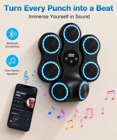 Smart Musical Boxing Machine with Gloves for Stress Relief | Music Boxing Machine for Adults and Kids, Wall Mounted Electronic Boxing Equipment for Home Gym, Punching Bag Workout Gear in Kuwait