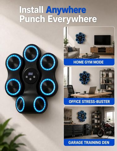 Smart Musical Boxing Machine with Gloves for Stress Relief | Music Boxing Machine for Adults and Kids, Wall Mounted Electronic Boxing Equipment for Home Gym, Punching Bag Workout Gear in Kuwait