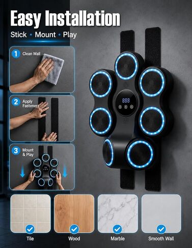 Smart Musical Boxing Machine with Gloves for Stress Relief | Music Boxing Machine for Adults and Kids, Wall Mounted Electronic Boxing Equipment for Home Gym, Punching Bag Workout Gear in Kuwait
