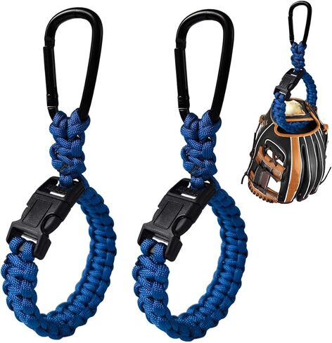 2 PCS Baseball Glove Clip for Hanging Bags, Paracord Gear Holder with Hook Clip, Portable Sports Equipment Drying Rack for Baseball Softball Gloves, Travel Accessory for Athletes in Kuwait