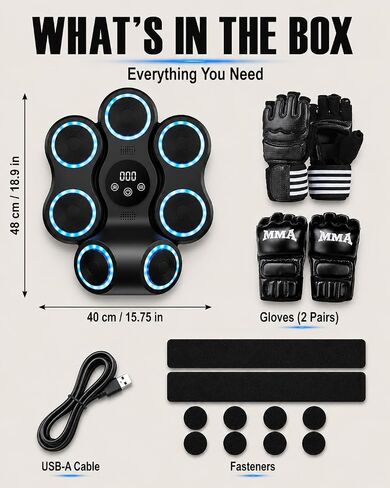 Smart Musical Boxing Machine with Gloves for Stress Relief | Music Boxing Machine for Adults and Kids, Wall Mounted Electronic Boxing Equipment for Home Gym, Punching Bag Workout Gear in Kuwait