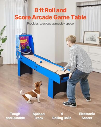 طاولة ألعاب VEVOR Roll and Score Classic Arcade، آلة طاولة Sky Ball، مسجل إلكتروني LED وإضاءة المسار، صوت، إرجاع الكرة تلقائيًا، غرفة ألعاب ترفيهية منزلية in Kuwait