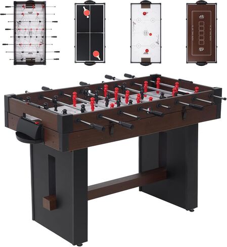 4-in-1 Multi Game Table, 54" Combination Game Table Set, Combo Games Table with Air Hockey, Table Tennis, Foosball, Poker Tabletop for Family, Game Room, Teenagers, Adults in Kuwait