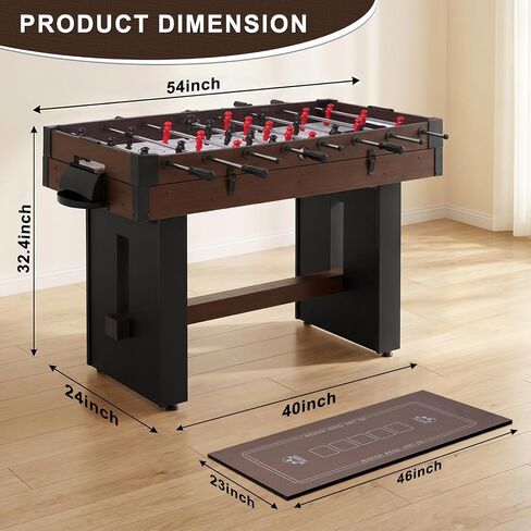 4-in-1 Multi Game Table, 54" Combination Game Table Set, Combo Games Table with Air Hockey, Table Tennis, Foosball, Poker Tabletop for Family, Game Room, Teenagers, Adults in Kuwait