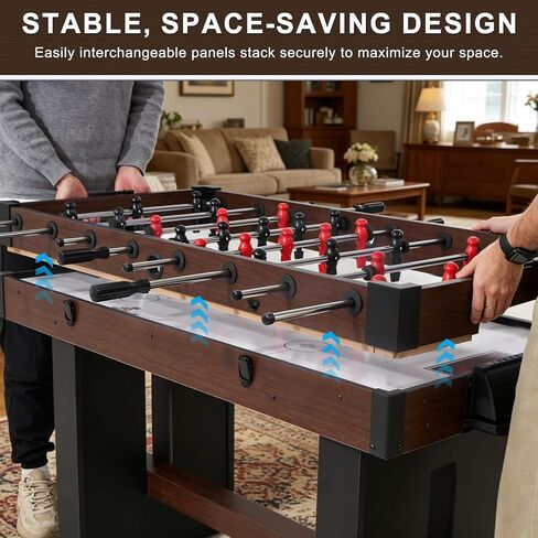 4-in-1 Multi Game Table, 54" Combination Game Table Set, Combo Games Table with Air Hockey, Table Tennis, Foosball, Poker Tabletop for Family, Game Room, Teenagers, Adults in Kuwait