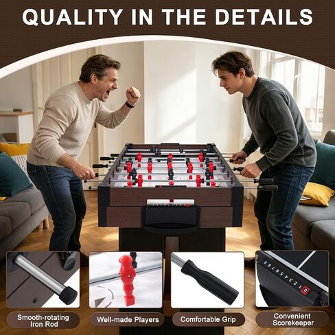 4-in-1 Multi Game Table, 54" Combination Game Table Set, Combo Games Table with Air Hockey, Table Tennis, Foosball, Poker Tabletop for Family, Game Room, Teenagers, Adults in Kuwait