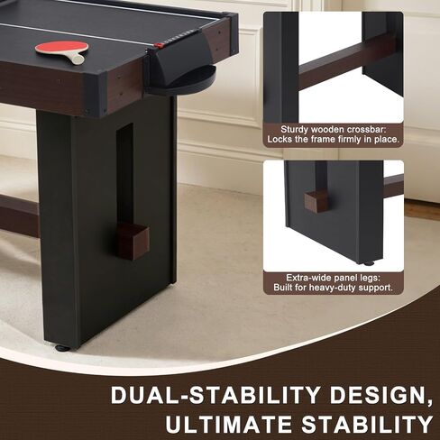 4-in-1 Multi Game Table, 54" Combination Game Table Set, Combo Games Table with Air Hockey, Table Tennis, Foosball, Poker Tabletop for Family, Game Room, Teenagers, Adults in Kuwait