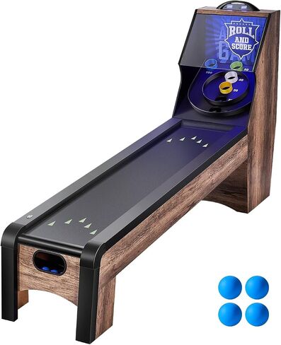 طاولة ألعاب VEVOR Roll and Score Classic Arcade، آلة طاولة Sky Ball، مسجل إلكتروني LED وإضاءة المسار، صوت، إرجاع الكرة تلقائيًا، غرفة ألعاب ترفيهية منزلية in Kuwait