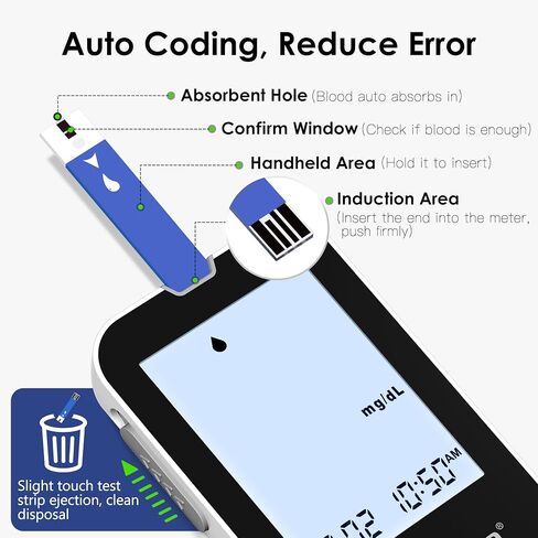 G-425-2V Blood Glucose Monitor Kit, 100 Test Strips, 100 Lancets, 1 Blood Sugar Monitor, 1 Lancing Device, Diabetes Testing Kit No Coding, Glucometer Large Display, Glucose Meter for Home Use in Kuwait