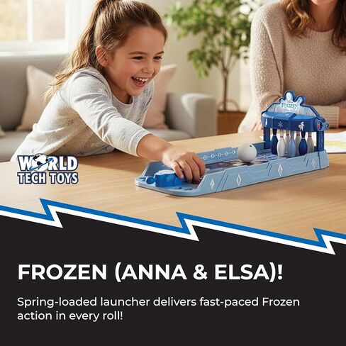 Disney Frozen Elsa and Anna Tabletop Bowling Game – Spring Launcher, Auto-Reset Pins, Disney Arcade Style – Mini Games for Kids & Adults - Ages 6+ in Kuwait