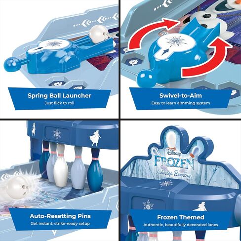 Disney Frozen Elsa and Anna Tabletop Bowling Game – Spring Launcher, Auto-Reset Pins, Disney Arcade Style – Mini Games for Kids & Adults - Ages 6+ in Kuwait