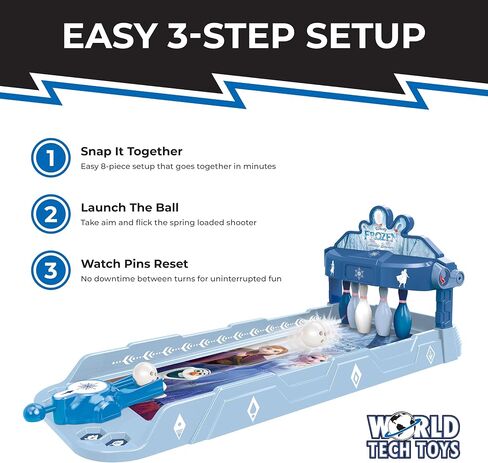 Disney Frozen Elsa and Anna Tabletop Bowling Game – Spring Launcher, Auto-Reset Pins, Disney Arcade Style – Mini Games for Kids & Adults - Ages 6+ in Kuwait