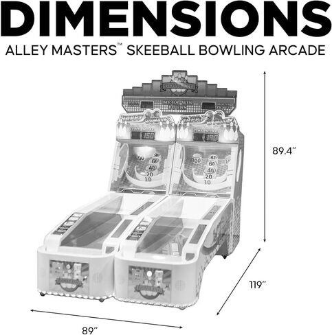 آلة البولينج التجارية من CREATIVE ARCADES Alley Masters مع أضواء LED نيون - لعبة أركيد تعمل بقطع النقود المعدنية، استرداد التذاكر، ممرات متعددة اللاعبين قابلة للربط، شديدة التحمل in Kuwait