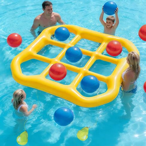 Pool Toys Game Set, Inflatable Tic-Tac-Toe Toy with 10 Balls for Adults Teens, Ideal for Summer Toys Pool Party Games, Beach, Field Day Activities in Kuwait