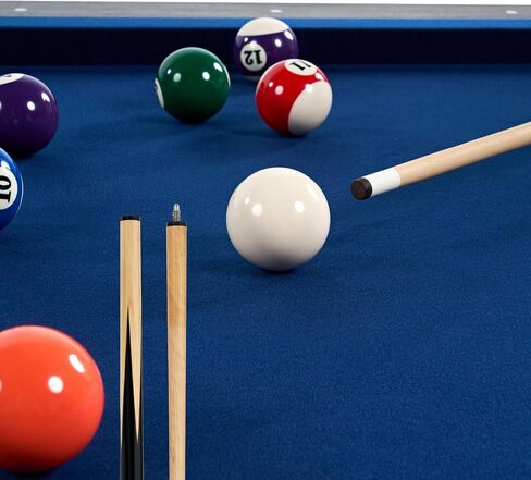 Barrington Billiards 24-Piece Pool Table Kit with 57 Inch 2-Piece Cue Sticks, 16-Piece 2 1/4 Inch Billiard Ball Set, Triangle Rack, Bridge Stick, Rail Brush, Chalk, Complete Billiards Accessories Set in Kuwait