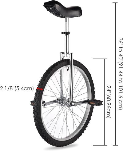 WinSpin 16" - 24" Wheel Unicycle Leakproof Butyl Tire Wheel Cycling Outdoor Sports Fitness Exercise Health Silver in Kuwait