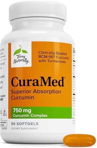 Terry Naturally CuraMed 750mg - Antioxidant Supplement for Brain & Heart Health Support - Dietary Supplement with High-Potency Curcumin Complex - Kidney, Liver & Immune Health Support - 30 Softgels in Kuwait