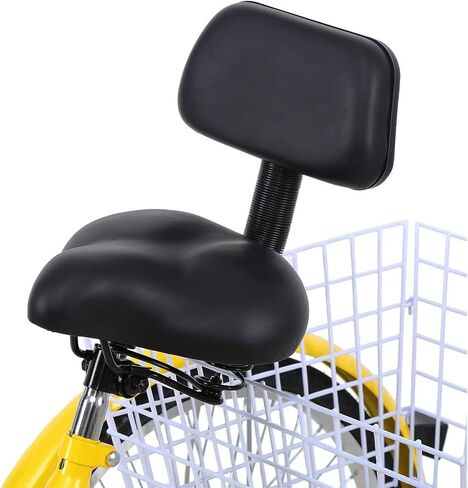 Bike Three Wheel Adult Tricycle 3 Cruiser Cargo Bikes for Adults Trike 24" W/Large Size Basket (Yellow) in Saudi Arabia