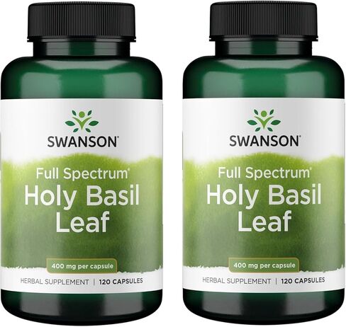 Swanson Holy Basil Leaf (Tulsi) - دعم الإجهاد وملحق الرفاه - (120 كبسولة ، 800 ملجم لكل وجبة) 2 حزمة in Kuwait