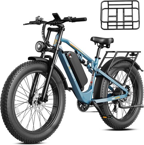 دراجة كهربائية Jasion EB5 Ultra للبالغين، دراجة كهربائية بقدرة 2500 وات مع بطارية 52 فولت 20 أمبير (1040 وات في الساعة)، تعليق مزدوج ومكابح هيدروليكية، دراجة كهربائية للطرق الوعرة بإطارات سميكة مقاس 26 بوصة × 4 بوصة in Kuwait
