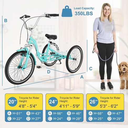 NAIZEA Folding Adult Tricycle - 7 Speed 20/24/26 Inch Folding Tricycle for Adult, 3 Wheel Bike, Foldable Trike with Large Basket/Low-Step Through for Men Women Senior in Kuwait