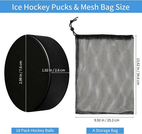 18 Pack 3 Inch Ice Hockey Pucks with Storage Bag Official Regulation Weight & Size for Indoor Use Sport, Practice and Training in Kuwait