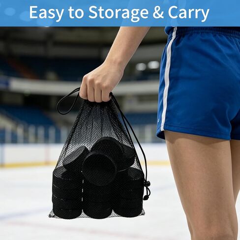 18 Pack 3 Inch Ice Hockey Pucks with Storage Bag Official Regulation Weight & Size for Indoor Use Sport, Practice and Training in Kuwait