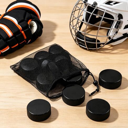 18 Pack 3 Inch Ice Hockey Pucks with Storage Bag Official Regulation Weight & Size for Indoor Use Sport, Practice and Training in Kuwait
