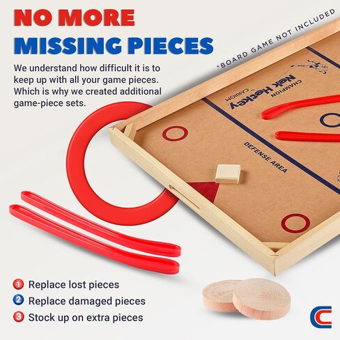 مجموعة معدات لعبة الهوكي Carrom Champion Nok - تتضمن 2 عصا و2 قرص خشبي - ملحقات إضافية لألعاب الطاولة للبالغين والأطفال in Kuwait