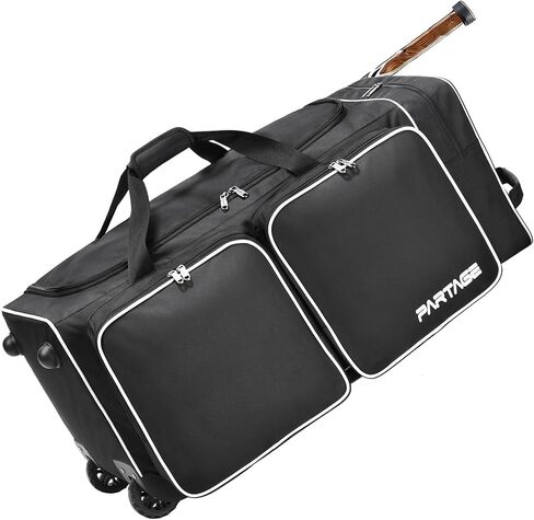 Partage Hockey Bag with Wheels, 33" Hockey Duffle Bag with Separate Shoe Compartment (Black) in Kuwait