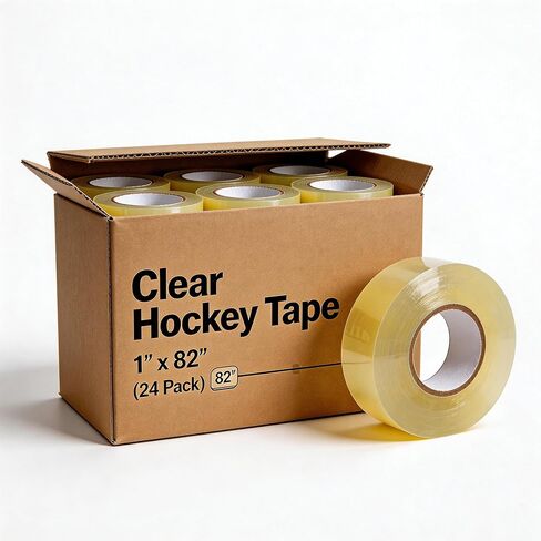 Clear Hockey Tape 24-Pack 1" x 82FT – Stretchable & Easy-Tear, Strong Adhesive, No-Residue. Professional Grade PVC Hockey Stick Tape for Blades, Handles, Socks & Gear in Kuwait
