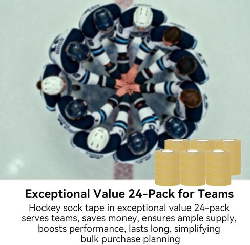 Clear Hockey Tape 24-Pack 1" x 82FT – Stretchable & Easy-Tear, Strong Adhesive, No-Residue. Professional Grade PVC Hockey Stick Tape for Blades, Handles, Socks & Gear in Kuwait