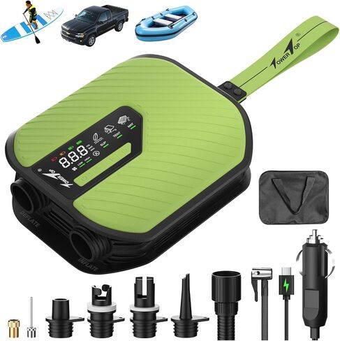 TowerTop Electric Paddle Board Pump: 10500mAh Rechargeable Car/SUP Pump, 50PSI Paddleboard Pump, 12V DC Dual Stage (Inflation & Deflation) with 8 Nozzles for Paddle Boards, Inflatables, Kayaks, Car in Kuwait