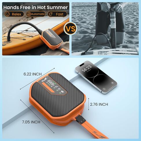 TowerTop Electric Paddle Board Pump: 10500mAh Rechargeable Car/SUP Pump, 50PSI Paddleboard Pump, 12V DC Dual Stage (Inflation & Deflation) with 8 Nozzles for Paddle Boards, Inflatables, Kayaks, Car in Kuwait