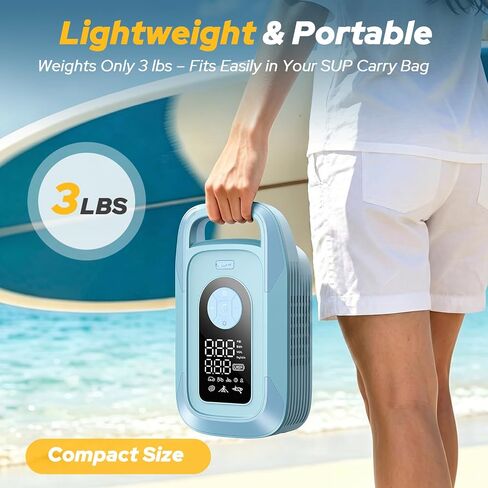 150PSI Electric Paddle Board Pump, 16000mAh Cordless Rechargeable SUP Pump with LED Light, Intelligent Triple Stage Inflation & Deflation, Auto-Off for Stand Up Paddle Boards, Surfing Kite, Tent, Boat in Kuwait