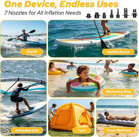150PSI Electric Paddle Board Pump, 16000mAh Cordless Rechargeable SUP Pump with LED Light, Intelligent Triple Stage Inflation & Deflation, Auto-Off for Stand Up Paddle Boards, Surfing Kite, Tent, Boat in Kuwait