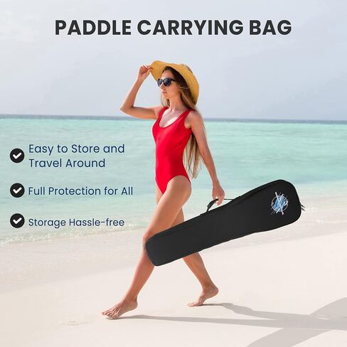 SereneLife Carbon Fiber Paddle Board | 70-86 Inches Adjustable SUP Paddle | 3-Piece Lightweight 60% Carbon Fiber Shaft | Oval Shaft Lever Lock Clamp with Comfortable Grip | Carrying Bag Included in Kuwait