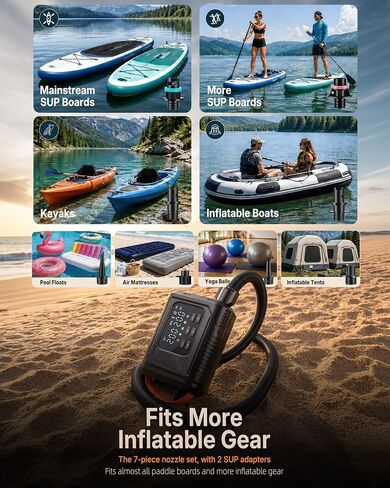 Electric Paddle Board Pump, 20 PSI SUP Pump with Auto-Off | 12V vehicle-powered SUP pump with dual-stage inflation, preset pressure and auto shut-off up to 20 PSI. in Kuwait