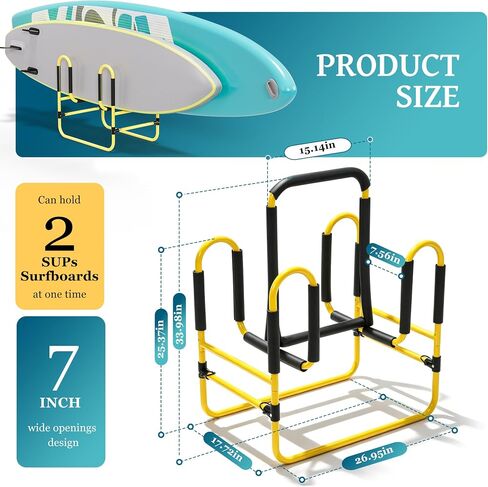 Surfboard Storage Stand Double Up Sup Stand Holds 2 Paddle Boards Steel Powder Coated with Foam Paddings in Kuwait