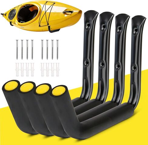 GEEDAR Heavy Duty Garage Storage Hooks -120 LB Capacity, 4packs, 15" Wall Mounted Rack for Hanging Kayak, Paddle Board, Ladders, Bikes Enforced Kayak Storage Hanger in Kuwait