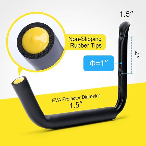 GEEDAR Heavy Duty Garage Storage Hooks -120 LB Capacity, 4packs, 15" Wall Mounted Rack for Hanging Kayak, Paddle Board, Ladders, Bikes Enforced Kayak Storage Hanger in Kuwait