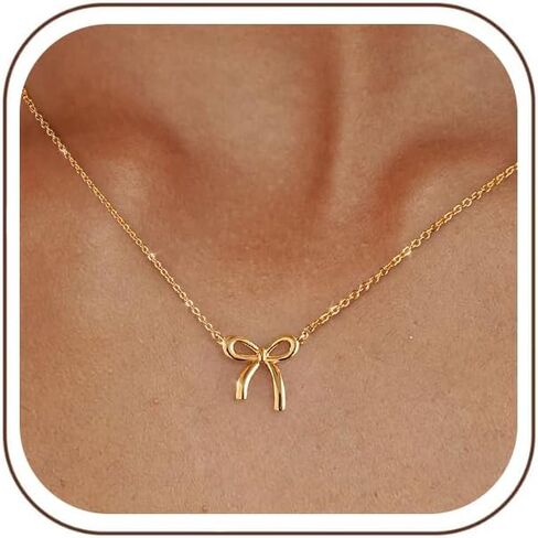 TOBENY Gold Necklace for Women Trendy 14K Gold Plated Dainty Bow Heart Cross Pendant Necklaces Cute Simple Pearl Diamond Paperclip Butterfly Italian Horn Choker Necklaces for Women Gift Jewelry in Kuwait