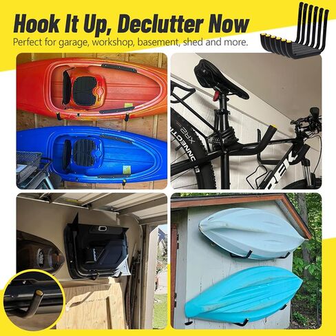 GEEDAR Heavy Duty Garage Storage Hooks -120 LB Capacity, 4packs, 15" Wall Mounted Rack for Hanging Kayak, Paddle Board, Ladders, Bikes Enforced Kayak Storage Hanger in Kuwait