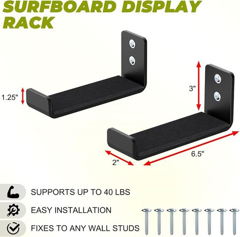 4 Pcs Surfboard Wall Mount, Heavy-Duty Black Aluminum Surf Board Wall Hangers for Display & Storage in Kuwait