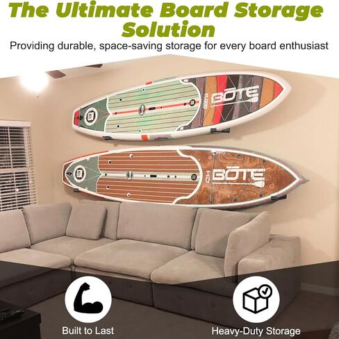 4 Pcs Surfboard Wall Mount, Heavy-Duty Black Aluminum Surf Board Wall Hangers for Display & Storage in Kuwait