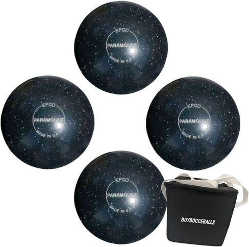 BuyBocceBalls - EPCO Candlepin Bowling Balls with Black Bag - Paramount Speckled - Black (4 1/2 inch- 2lbs. 6oz.) - 4 Balls - Made in USA in Kuwait