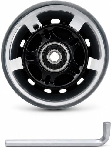 80mm Light Up Wheels, 1-Pack LED Flashing Inline Skate Wheels & Scooter Rear Wheels, 85A PU with ABEC-9 Bearings, Includes 1 L-Wrenches for Kids Indoor Outdoor (Black) in Kuwait