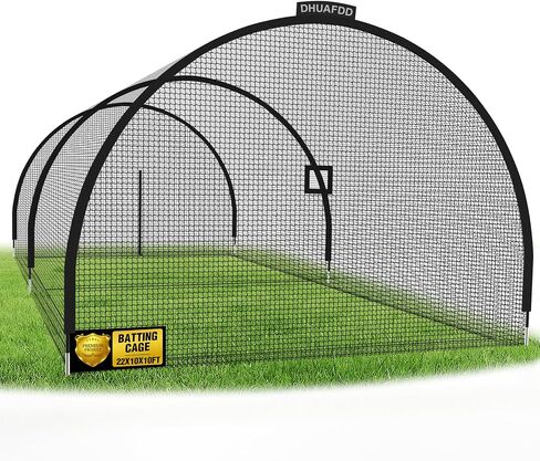 Batting Cages for Backyard - 22x10x10 ft Softball & Baseball Batting Cage Net with Zipper Door 4-Ply Anti-Tear Netting Batting Training Cage with Sturdy Steel Frame for Outdoor Indoor Use in Kuwait