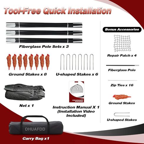 Batting Cages for Backyard - 22x10x10 ft Softball & Baseball Batting Cage Net with Zipper Door 4-Ply Anti-Tear Netting Batting Training Cage with Sturdy Steel Frame for Outdoor Indoor Use in Kuwait